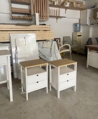 ÇİFT ÇEKMECELİ AHŞAP KOMODİN